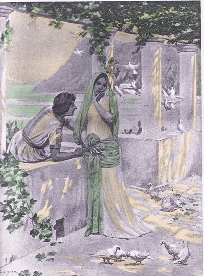Restituta, Illustration aus Decameron von Boccaccio, veröffentlicht von Navarre Society 1930er Jahre (Litho) von Louis Chalon