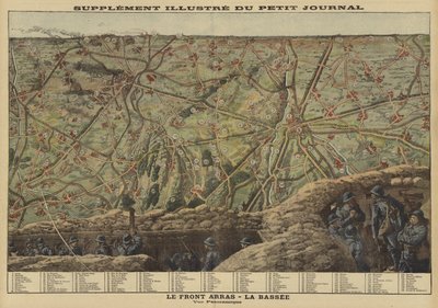 Panoramablick auf den Sektor der Westfront zwischen Arras und La Bassée, Frankreich, Erster Weltkrieg von Louis Charles (after) Bombled