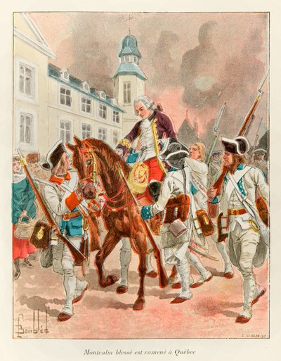 Bombled Louis (1862 - 1927); General Louis Joseph (Louis-Joseph) de Montcalm (1712-1759) wurde nach der Schlacht auf den Ebenen von Abraham am 13. September nach Quebec zurückgebracht von Louis Charles Bombled