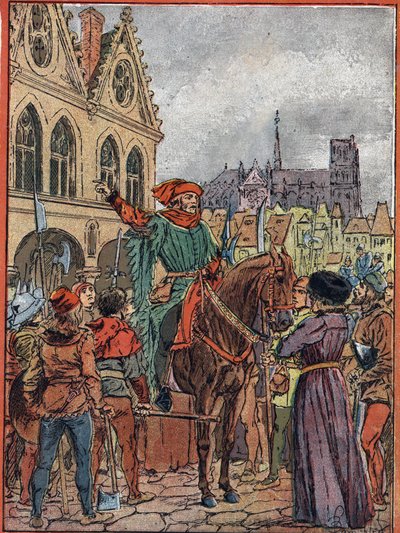 Etienne Marcel, Prévôt der Kaufleute (1315-1358), erwirbt das Maison des Pillars auf dem Place de Grève im Juli 1357 von Louis Charles Bombled