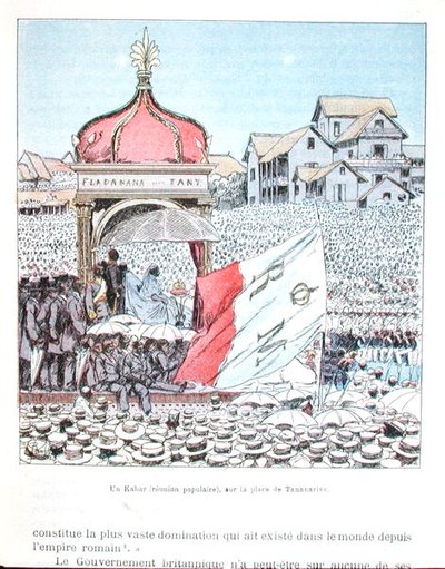Festversammlung in Tananarive mit Königin Ranavalona III. (1862-1917), aus 