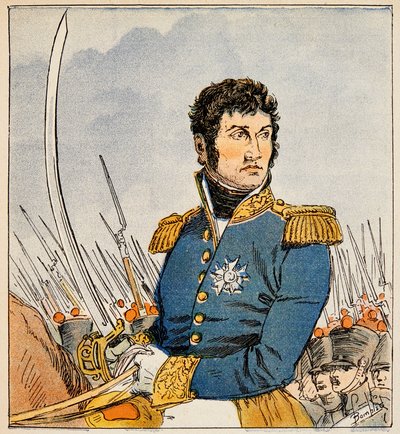 Illustration von Louis Bombled aus dem Buch „Das Memorial von Saint Helene“ von Graf Emmanuel de Las Cases: Porträt von Marschall Jean Lannes, Herzog von Montebello, Private Sammlung von Louis Charles Bombled