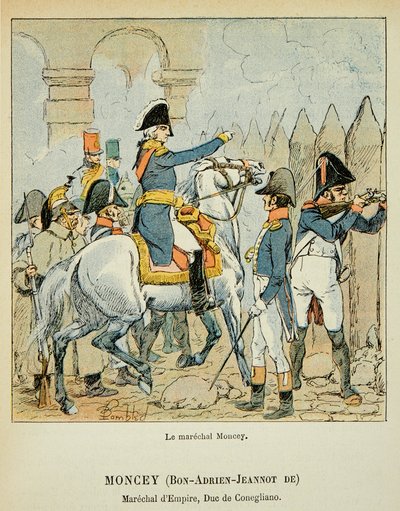 Illustration von Louis Bombled aus dem Buch „Das Memorial von Saint Helene“ von Graf Emmanuel de Las Cases: Marschall Bon Adrien Jeannot de Moncey, Herzog von Conegliano, Private Sammlung von Louis Charles Bombled