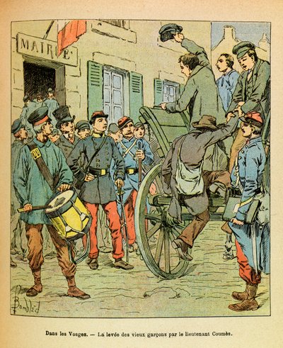 Die Armee des Ostens von Eugene Sergeant, genannt Grenest, illustriert von Louis Bombled (1862-1927) (Französisch-Deutscher Krieg; Feldzug von 1870-1871): In den Vogesen, der Aufstieg der alten Jungen durch Leutnant Coumes auf Befehl der Regierung von Tour von Louis Charles Bombled