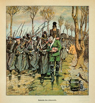 Die Armee der Loire von Eugene Sergent, genannt Grenest, illustriert von Louis Bombled (Französisch-Deutscher Krieg; Feldzug 1870-1871): Rückzug der deutschen Armee nach der Schlacht von Coulmiers am 9. November 1870 von Louis Charles Bombled
