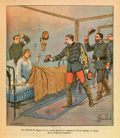 Die Ost-Armee von Eugene Sergeant, illustriert von Louis Bombled: Colonel De Bigot überreicht Kapitän Huot das Kreuz der Ehrenlegion von Louis Charles Bombled