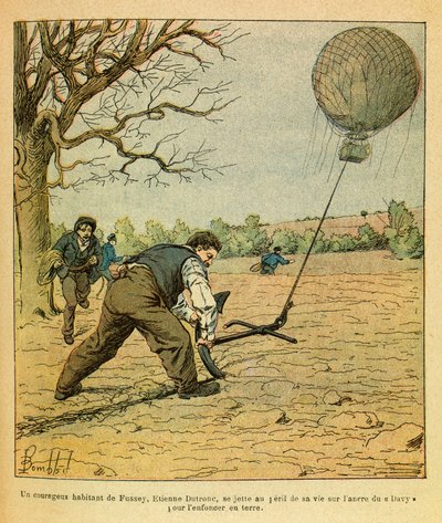 Die östliche Armee: Schlacht von Nuits-Saint-Georges; Bauern versuchen, einen Beobachtungsballon zu halten von Louis Charles Bombled