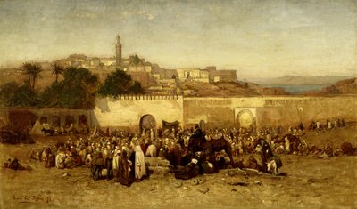 Markttag außerhalb der Mauern von Tanger, Marokko von Louis Comfort Tiffany