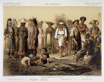 Ethnische Gruppen um 1870 in „Reisebericht in Indochina 1866-1868“ von Francis Garnier, Paris von Louis Delaporte