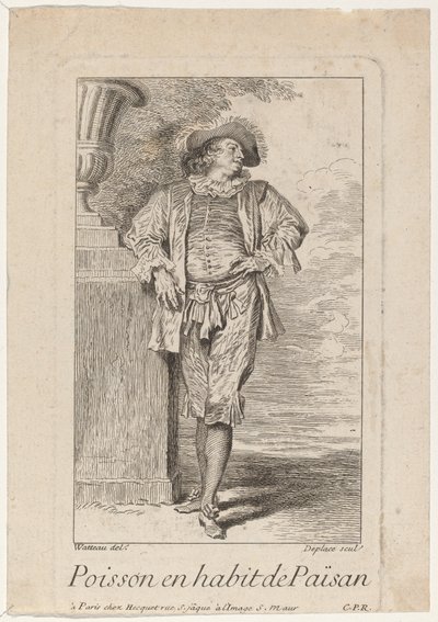 Fisch im Bauernkleid von Louis Deplaces after Antoine Watteau