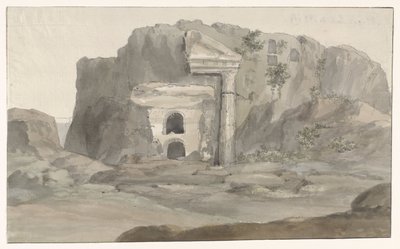 Gräber mit dorischem Giebel in Felsen gehauen in der Umgebung von Syrakus von Louis Ducros