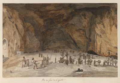 Innenraum der Grotte Santa Maria Capella (Titel auf dem Objekt) Reise nach Italien, Sizilien und Malta - 1778 (Serientitel) von Louis Ducros