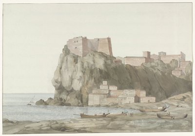 Felsen und Stadt Scilla in der Region Kalabrien an der Westküste von Louis Ducros
