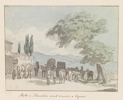 Halt in Francolisi vor der Ankunft in Capua von Louis Ducros