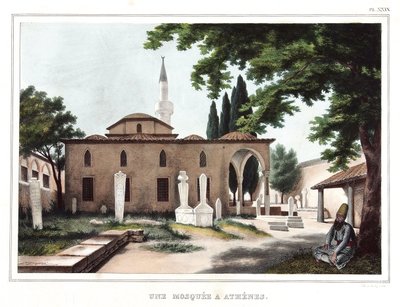 Eine Moschee in Athen. in „Reise nach Athen und Konstantinopel, oder Sammlung griechischer und osmanischer Porträts, Ansichten und Kostüme, nach der Natur gemalt, lithographiert und koloriert von Louis Dupre (1789-1837), Schüler von David.1825. von Louis Dupré