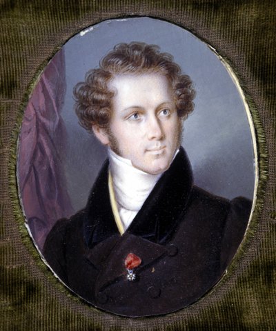 Porträt von Vincenzo Bellini. Miniatur von Dupré. Museo della Scala. Mailand. von Louis Dupré