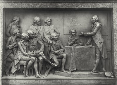 Antoine Laurent Lavoisier (1743-94) erklärt seinen Kollegen seine Analyse der Luft von Louis Ernest Barrias