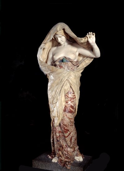 Die enthüllte Natur in der Wissenschaft Skulptur aus Marmor und Onyx von Louis Ernest Barrias (1841-1905) 1899. Paris, Musée d
