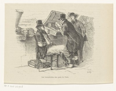Buchhändler an einem Kai in Paris von Louis Ernest Lesage