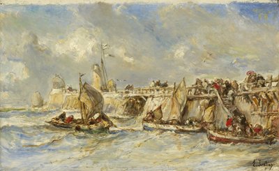 Landungssteg am Pier, ca. 1860 von Eugene Isabey