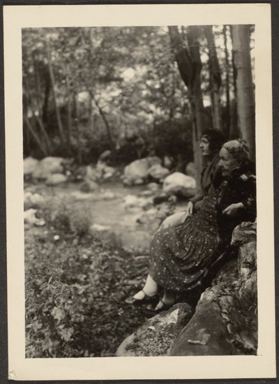 [Florence und Frau Fleckenstein am Waldbach] von Louis Fleckenstein