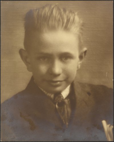 Porträt eines Jungen vor einem gefütterten Bildschirm von Louis Fleckenstein