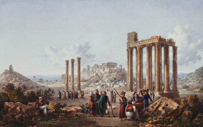 Ansicht der Akropolis, Athen, vom Tempel des Zeus in Olympia, ca. 1786-87 von Louis Francois Cassas
