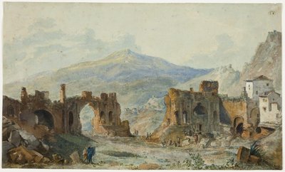 Das antike Theater von Taormina mit Blick auf den Ätna, Studie für Saint Non