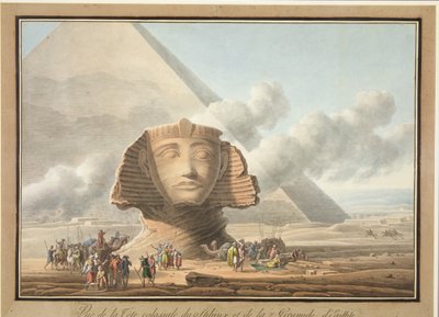 Ansicht des Kopfes der Sphinx und der Pyramide von Khafre, ca. 1790 von Louis Francois Cassas
