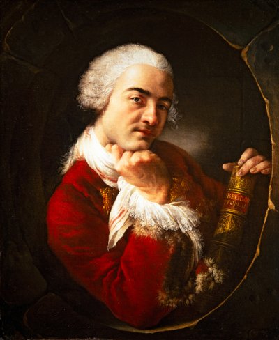 Porträt eines Mannes, der ein Werk von Belidor hält von Louis Gabriel Blanchet