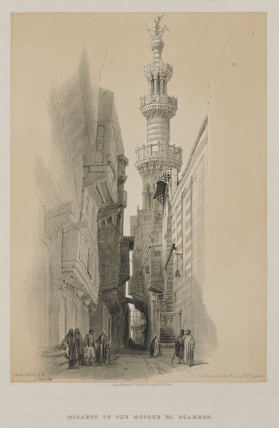Ägypten und Nubien, Band III: Das Minarett der Moschee El Rhamree, 1848 von Louis Haghe