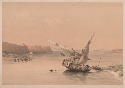 Ägypten und Nubien: Band II - Nr. 6, Annäherung an die Festung von Ibrim, Nubien, 1838 von Louis Haghe