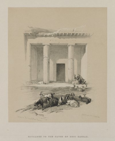Ägypten und Nubien, Band I: Eingang zu den Höhlen von Beni-Hasan von Louis Haghe