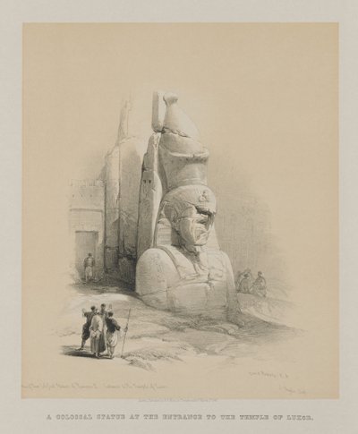Ägypten und Nubien, Band I: Einer von zwei kolossalen Statuen von Ramses II. Eingang zum Tempel von Luxor von Louis Haghe