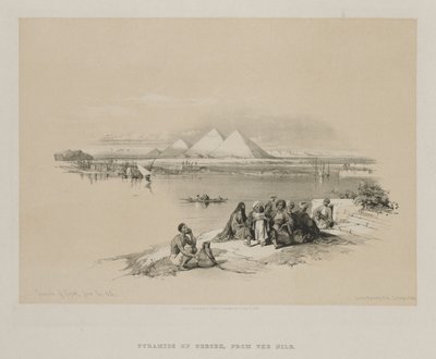 Ägypten und Nubien, Band I: Pyramiden von Gizeh, vom Nil aus gesehen von Louis Haghe