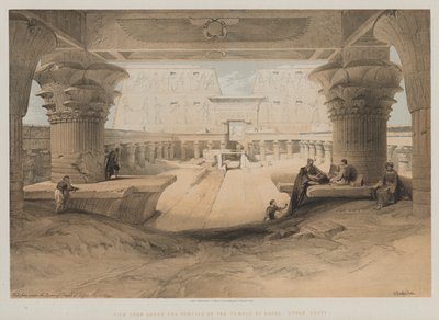 Ägypten und Nubien, Band I: Blick unter dem Portikus des Tempels von Edfou, Oberägypten von Louis Haghe