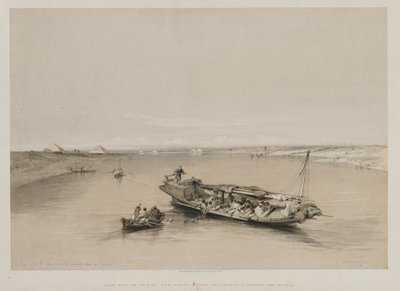 Ägypten und Nubien, Band I: Blick auf den Nil in Richtung der Pyramiden von Dashour und Sakkara, 184 von Louis Haghe