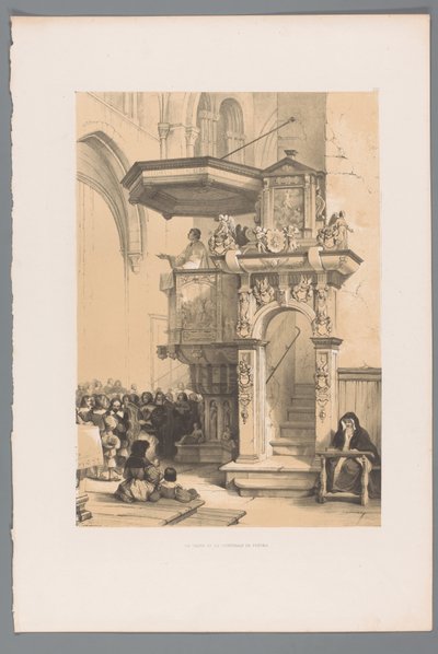 Priester spricht eine Menge von der Kanzel im Dom von Trier an von Louis Haghe