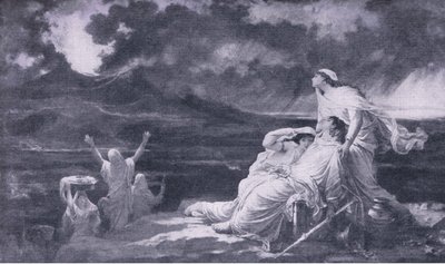 Herculaneum: Der Ausbruch des Vesuvs, Illustration aus The Worlds Library of Best Books, ca. 1940 von Louis Hector Leroux
