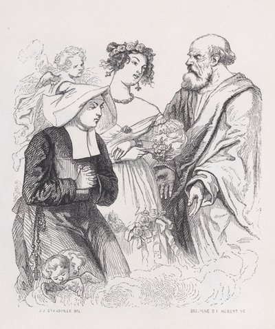 Die zwei Schwestern der Barmherzigkeit aus den gesammelten Werken von Béranger von Louis Henri Brevière, Cesar Auguste Hebert