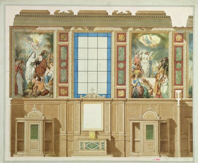 Detail einer der Kapellen unter den Seitenschiffen, aus dem Projekt zur Dekoration der Kirche Notre Dame de Lorette, 1855 von Louis Hippolyte Lebas