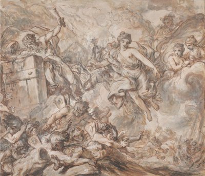 Juno befiehlt Aeolus, die Winde zu entfesseln von Louis Jean Jacques Durameau