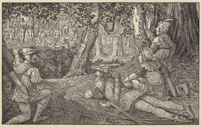 Erspähte eine Gruppe von Förstern und zwei Gefangene von Louis John Rhead