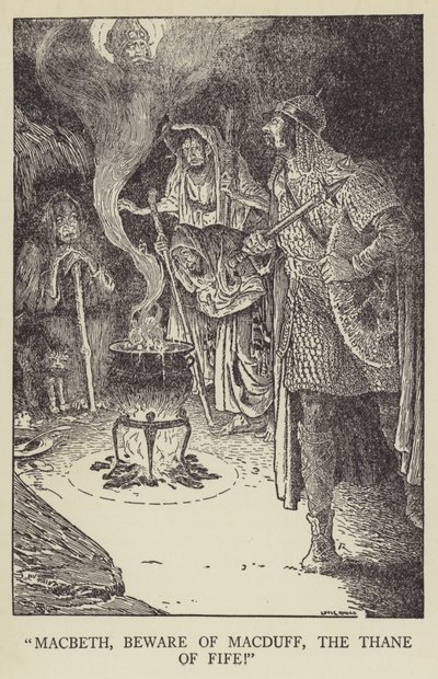 Macbeth, hüte dich vor Macduff, dem Than von Fife! von Louis John Rhead