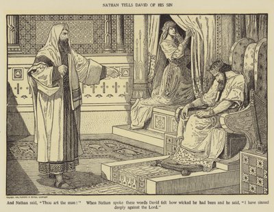 Nathan erzählt David von seiner Sünde von Louis John Rhead