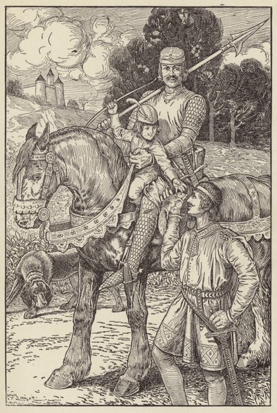 Robert würde mit seinem eigenen kleinen Bogen auf die Eichhörnchen schießen von Louis John Rhead
