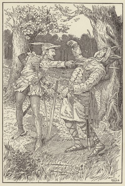 Robin stieß seine Klinge durch Sir Guys Körper von Louis John Rhead