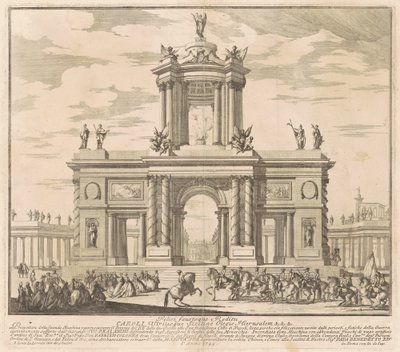 Die zweite Maschine für die Chinea von 1745: Triumphbogen für die Rückkehr von König Karl von Bourbon nach Neapel von Louis Joseph Le Lorrain