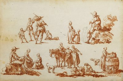 Studien von Figuren und Tieren von Francois Louis Joseph Watteau