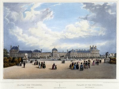 Ansicht des Palastes und des Gartens der Tuilerien von Louis Julien Jacottet